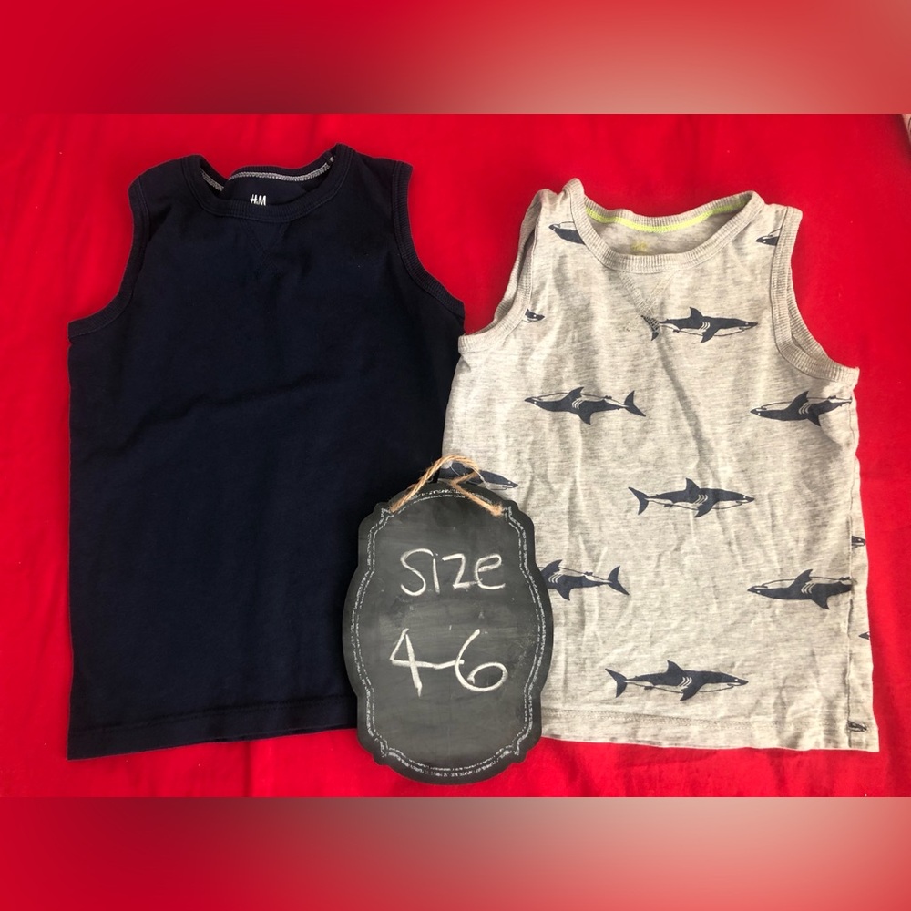 H&M Kids Tank Tops - Navy and Gray Shark Print